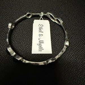 Black Stone With Silver Tone Bracelet, NWT